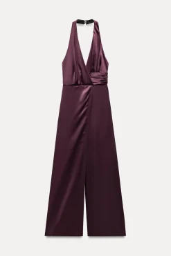 Fashion MONO LARGO HALTER FRUNCE Mujer Vestidos