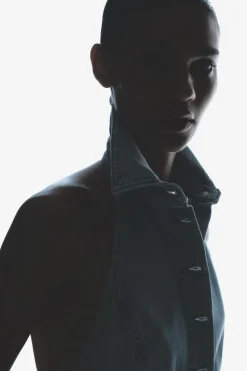 New MONO Z1975 DENIM HALTER Mujer Vestidos