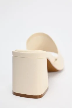 Hot MULE PIEL TACÓN ANCHO Mujer Zapatos