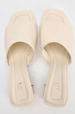 Hot MULE PIEL TACÓN ANCHO Mujer Zapatos