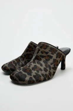 Fashion MULE PIEL ESTAMPADO ANIMAL Mujer Zapatos