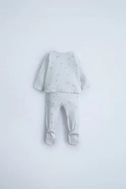 Niños ZARA 0 - 6 Meses·Camisetas|0 - 6 Meses·Leggings / Polainas<PACK CHAQUETA Y POLAINA RIB ESTAMPADO