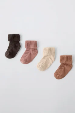 Niños ZARA 0 - 6 Meses·Básicos|6 - 18 Meses·Accesorios / Calcetines<PACK CUATRO CALCETINES COLORES