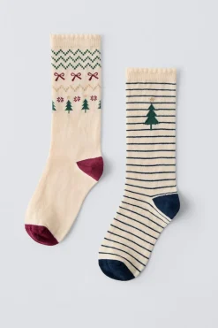 Niños ZARA 1½ - 6 Años·Ropa Interior / Calcetines|6 - 14 Años·Ropa Interior / Calcetines<PACK DOS CALCETINES ARBOLITOS