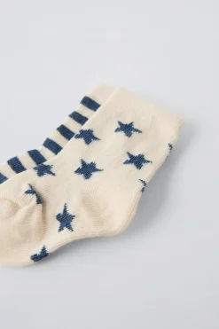 Niños ZARA 0 - 6 Meses·Ropa Interior / Pijamas|6 - 18 Meses·Accesorios / Calcetines<PACK DOS CALCETINES BANDAS Y ESTRELLAS