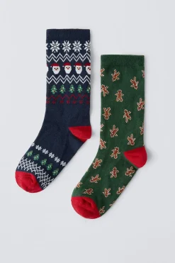 Niños ZARA 1½ - 6 Años·Ropa Interior / Calcetines|6 - 14 Años·Ropa Interior / Calcetines<PACK DOS CALCETINES ESTAMPADO GRECA Y MUÑECO GALLETA