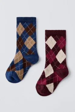 Niños ZARA 1½ - 6 Años·Ropa Interior / Calcetines|6 - 14 Años·Ropa Interior / Calcetines<PACK DOS CALCETINES ROMBOS