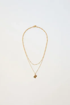 Niños ZARA 1½ - 6 Años·Accesorios|Accesorios / Zapatos / 0 - 14 Años<PACK DOS COLLARES BOLITAS Y CHARM SOBRE BAÑO ORO 24KT