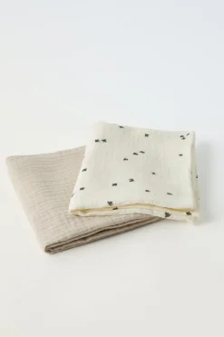 Niños ZARA 0 - 6 Meses·Básicos|6 - 18 Meses·Conjuntos<PACK DOS MUSELINAS LISA Y ESTAMPADA