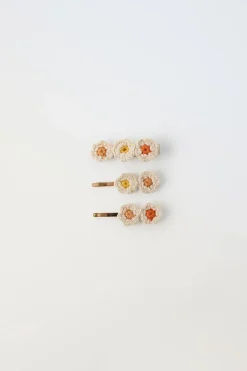 Niños ZARA 1½ - 6 Años·Accesorios|6 - 14 Años·Accesorios<PACK PASADOR PELO Y DOS PINZAS FLORES CROCHET