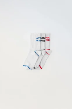 Niños ZARA 1½ - 6 Años·Ropa Interior / Calcetines|6 - 14 Años·Ropa Interior / Calcetines<PACK TRES CALCETINES DEPORTIVOS TEXTO