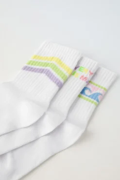 Niños ZARA 1½ - 6 Años·Ropa Interior / Calcetines|6 - 14 Años·Ropa Interior / Calcetines<PACK TRES CALCETINES LARGOS RAYAS Y TEXTO