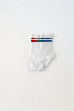 Niños ZARA 1½ - 6 Años·Ropa Interior / Calcetines|6 - 14 Años·Deporte / Jogging<PACK TRES CALCETINES LARGOS BANDAS DEPORTIVAS