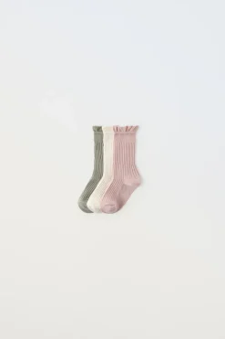 Niños ZARA 1½ - 6 Años·Ropa Interior / Calcetines|6 - 14 Años·Ropa Interior / Calcetines<PACK TRES CALCETINES RIB PUNTILLA