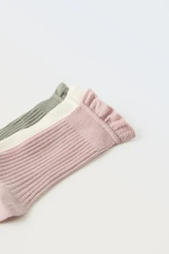 Niños ZARA 1½ - 6 Años·Ropa Interior / Calcetines|6 - 14 Años·Ropa Interior / Calcetines<PACK TRES CALCETINES RIB PUNTILLA