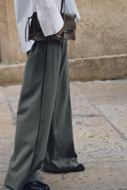 Hot PANTALÓN ANCHO BANDA LATERAL Mujer Pantalones