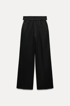 Fashion PANTALÓN ANCHO BANDA LATERAL Mujer Pantalones|Sudaderas / Joggers