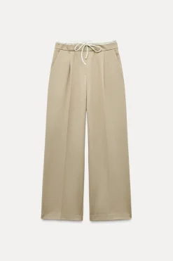 Best PANTALÓN ANCHO CINTURA DOBLE Mujer Pantalones