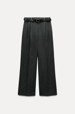 Discount PANTALÓN ANCHO CINTURÓN Mujer Pantalones