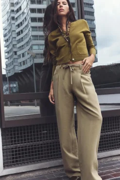 Outlet PANTALÓN ANCHO CINTURÓN LAZO Mujer Pantalones