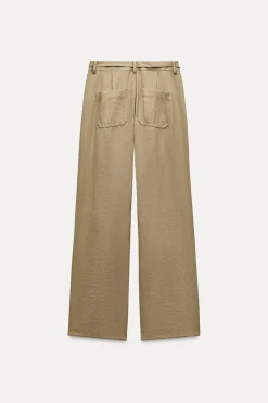 Outlet PANTALÓN ANCHO CINTURÓN LAZO Mujer Pantalones