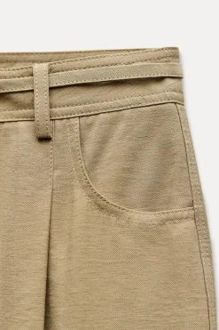 Outlet PANTALÓN ANCHO CINTURÓN LAZO Mujer Pantalones