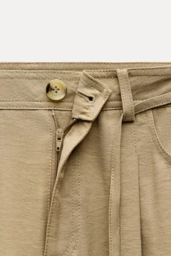 Outlet PANTALÓN ANCHO CINTURÓN LAZO Mujer Pantalones