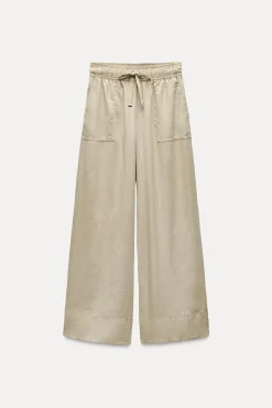 New PANTALÓN ANCHO CON LINO Mujer Pantalones