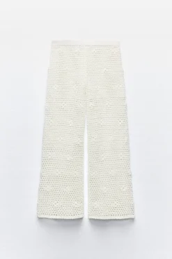 Fashion PANTALÓN ANCHO CROCHET Mujer Pantalones|Cárdigan / Jerséis