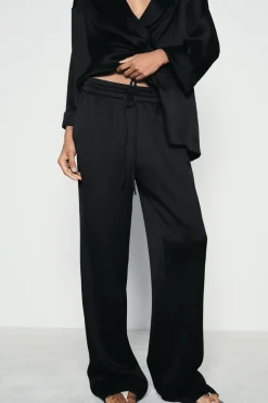 Sale PANTALÓN ANCHO EFECTO ARRUGADO Mujer Pantalones