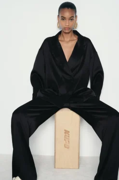 Sale PANTALÓN ANCHO EFECTO ARRUGADO Mujer Pantalones