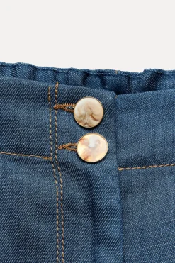 New PANTALÓN ANCHO EFECTO DENIM Mujer Jeans|Pantalones