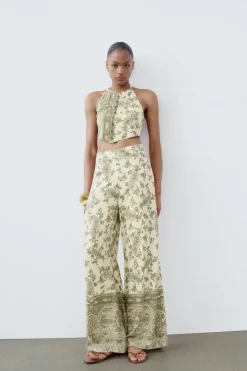 Discount PANTALÓN ANCHO ESTAMPADO Mujer Pantalones