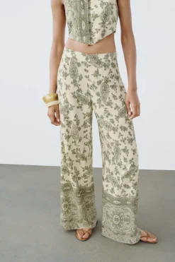 Discount PANTALÓN ANCHO ESTAMPADO Mujer Pantalones
