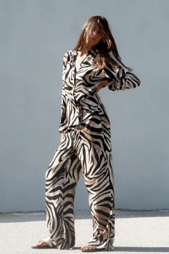 Clearance PANTALÓN ANCHO ESTAMPADO ANIMAL Mujer Pantalones