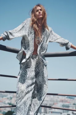 Discount PANTALÓN ANCHO ESTAMPADO ANIMAL Mujer Pantalones