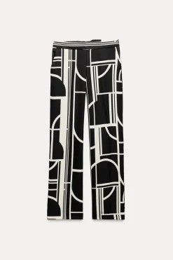 New PANTALÓN ANCHO ESTAMPADO GEOMÉTRICO Mujer Pantalones