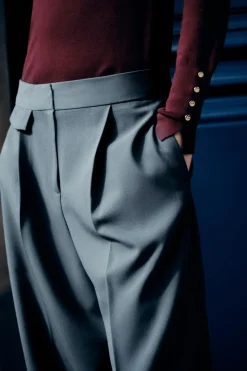 Hot PANTALÓN ANCHO PINZAS Mujer Pantalones