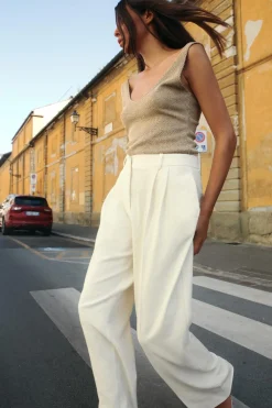 Fashion PANTALÓN ANCHO PINZAS Mujer Pantalones