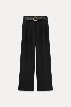 Outlet PANTALÓN ANCHO PINZAS CINTURÓN Mujer Pantalones