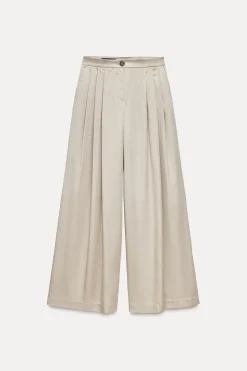 New PANTALÓN ANCHO PLIEGUES Mujer Pantalones