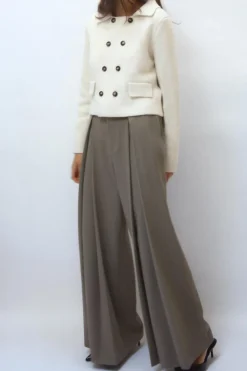 Hot PANTALÓN ANCHO PLIEGUES CINTURÓN Mujer Pantalones