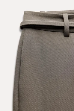 Hot PANTALÓN ANCHO PLIEGUES CINTURÓN Mujer Pantalones