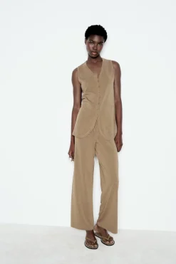 New PANTALÓN ANCHO PUNTO Mujer Pantalones|Cárdigan / Jerséis