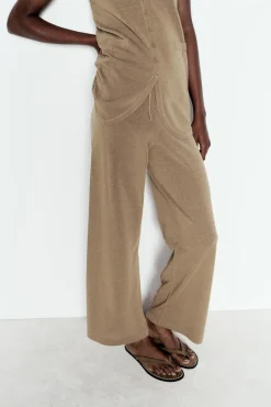 New PANTALÓN ANCHO PUNTO Mujer Pantalones|Cárdigan / Jerséis