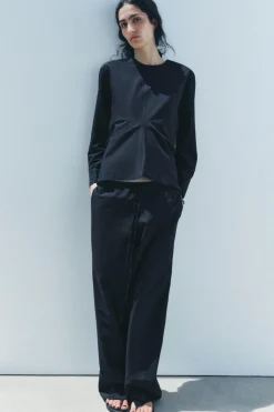 Sale PANTALÓN ANCHO RAYAS ZW COLLECTION Mujer Pantalones