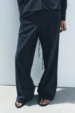 Sale PANTALÓN ANCHO RAYAS ZW COLLECTION Mujer Pantalones