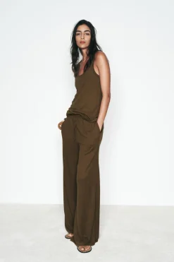 Best PANTALÓN ANCHO RÚSTICO Mujer Pantalones