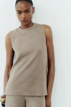 Discount PANTALÓN ANCHO SOFT PIQUÉ Mujer Pantalones