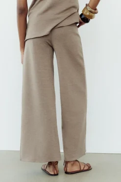 Discount PANTALÓN ANCHO SOFT PIQUÉ Mujer Pantalones